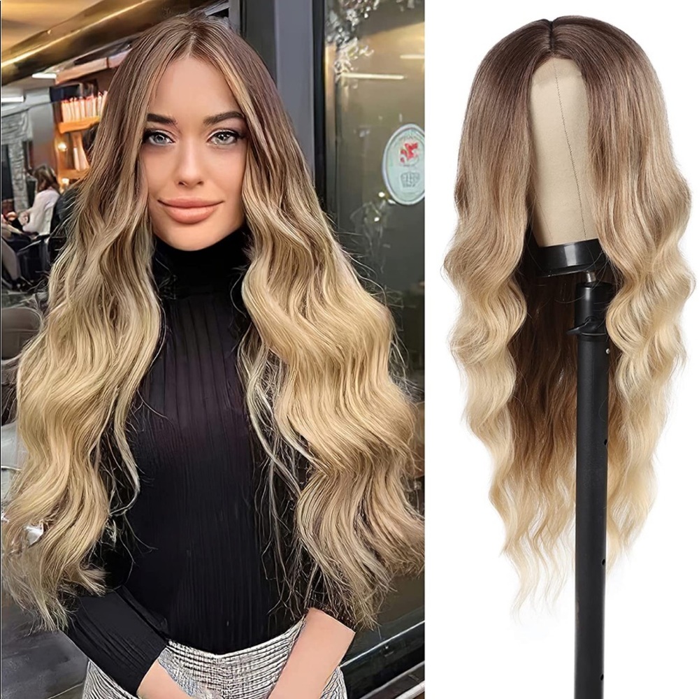24 inch ombré blonde wig